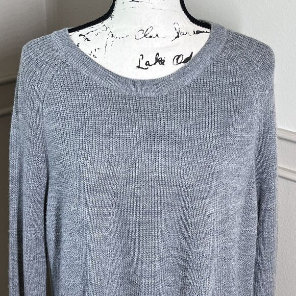 MER SEA Womens Travel Sweater One Size Pullover Crewneck Button Back Gray Preppy - Picture 4 of 10